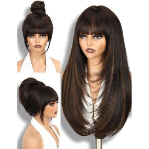 Wignee Long Straight Layered Wig With Bangs Synthetic Pixie Cut Layered Wig 26 Wignee Long Straight Layered Wig With Bangs Synthetic Pixie Cut Layered Wig 26