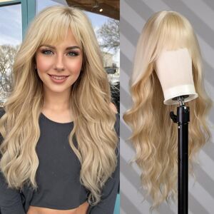 Wokestar Long Honey Blonde Wigs For Women Synthetic Hair Wavy Wig With Fringe Wokestar Long Honey Blonde Wigs For Women Synthetic Hair Wavy Wig With Fringe