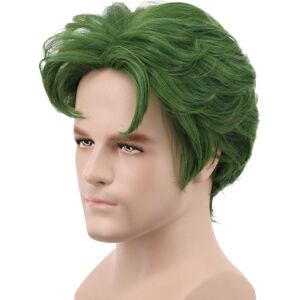 Yuehong Men Short Green Wig Film Anime Cosplay Costume Hair Heat Resistant Synt Yuehong Men Short Green Wig Film Anime Cosplay Costume Hair Heat Resistant Synt