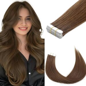 Qiyazai 18 Inch 4# Dark Brown Tape In Hair Extensions Human Hair Seamless Skin Weft Rem Qiyazai 18 Inch 4# Dark Brown Tape In Hair Extensions Human Hair Seamless Skin Weft Rem
