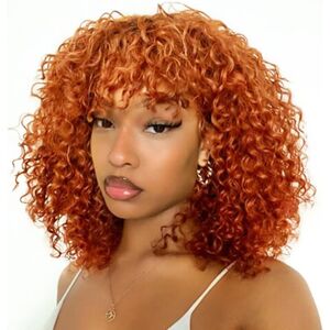 Début Human Hair Bob Wig With Bangs - Short Curly, Jerry Curl - 150% Density, Début Human Hair Bob Wig With Bangs - Short Curly, Jerry Curl - 150% Density,