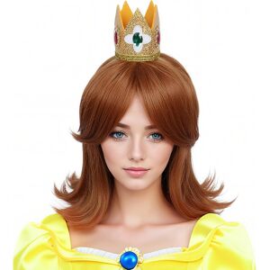 Linfairy Cosplay Long Straight Red Brown Synthetic Wig With Crown For Women Hal Linfairy Cosplay Long Straight Red Brown Synthetic Wig With Crown For Women Hal