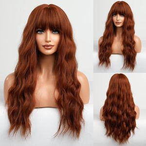 Haircube Orange Wig With Bangs Long Copper Red Curly Wigs For Women Auburn Heat Haircube Orange Wig With Bangs Long Copper Red Curly Wigs For Women Auburn Heat