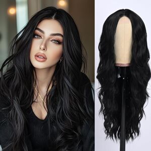 Seclitwu Long Black Wave Wig For Women Middle Part Wavy Wigs Natural Looking Synthetic H Seclitwu Long Black Wave Wig For Women Middle Part Wavy Wigs Natural Looking Synthetic H