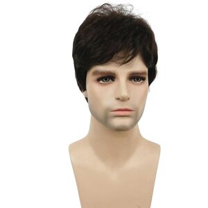 Lydell Men Wig Dark Brown Natural Short Straight Hair Synthetic Full Wigs Lydell Men Wig Dark Brown Natural Short Straight Hair Synthetic Full Wigs