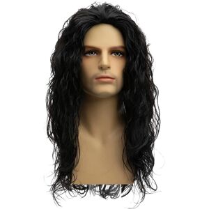 Qnbiar Long Curly Wavy Black Wigs For Men Synthetic Natural Party Halloween Cosplay Ha Qnbiar Long Curly Wavy Black Wigs For Men Synthetic Natural Party Halloween Cosplay Ha