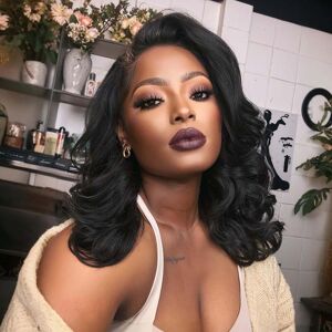 Wignee Side Part Body Wave Lace Wigs Synthetic Natural Black Curly Wave Wigs Fo Wignee Side Part Body Wave Lace Wigs Synthetic Natural Black Curly Wave Wigs Fo