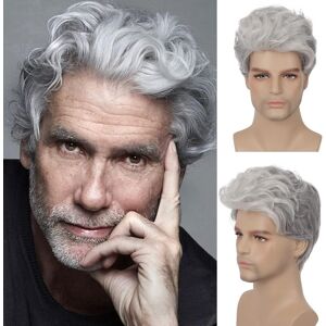 baruisi Baruisi Mens Wigs Grey Short Curly Wig Synthetic Layered Cosplay Hair Wig For D baruisi Baruisi Mens Wigs Grey Short Curly Wig Synthetic Layered Cosplay Hair Wig For D