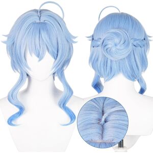 Maysuwell Cosplay Wig For Anime Wigs Short Blue Wavy Bun Hair Synthetic Fabric With Bangs Maysuwell Cosplay Wig For Anime Wigs Short Blue Wavy Bun Hair Synthetic Fabric With Bangs