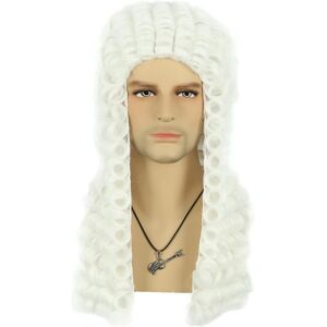 Vgbeaty Judge Lawyer Barrister Colonial Long Curly White Wig - 18th Century Men Vgbeaty Judge Lawyer Barrister Colonial Long Curly White Wig - 18th Century Men