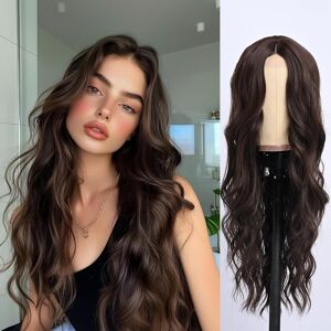 Seclitwu Long Brown Wave Wig For Women Middle Part Dark Brown Wavy Wigs Natural Looking Seclitwu Long Brown Wave Wig For Women Middle Part Dark Brown Wavy Wigs Natural Looking