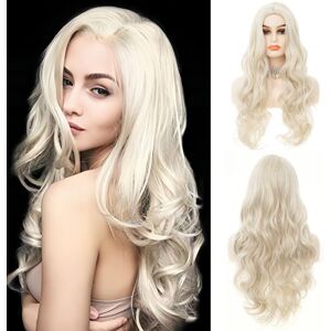 siudus Blonde Curly Long Wigs For Women Platinum Blonde Middle Part Natural Wavy Hair siudus Blonde Curly Long Wigs For Women Platinum Blonde Middle Part Natural Wavy Hair