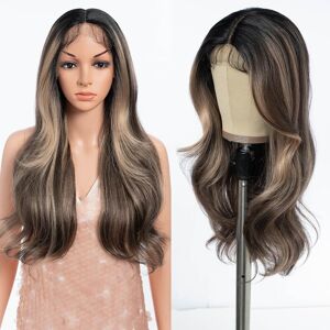 Style Icon Highlight Synthetic Lace Front Wig With Curtain Bangs 24 Inch Long W Style Icon Highlight Synthetic Lace Front Wig With Curtain Bangs 24 Inch Long W
