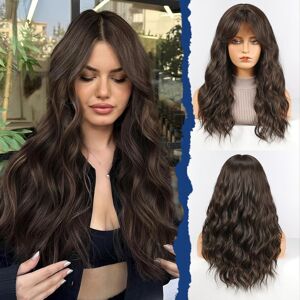 Haircube Women'S Wig, Long Curly Wig With Bangs, Natural Black, Synthetic Hair, Haircube Women'S Wig, Long Curly Wig With Bangs, Natural Black, Synthetic Hair,