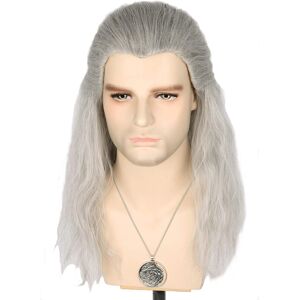 Topcosplay Long Curly Grey Wig For Men Cosplay Wig For Halloween Fancy Dress Pa Topcosplay Long Curly Grey Wig For Men Cosplay Wig For Halloween Fancy Dress Pa
