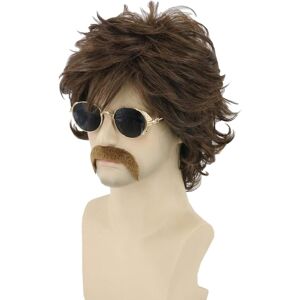 lemarnia Lemarnia 70s Men'S Wig Brown Short Wavy Shaggy Wig Halloween Costume Party Cosp lemarnia Lemarnia 70s Men'S Wig Brown Short Wavy Shaggy Wig Halloween Costume Party Cosp