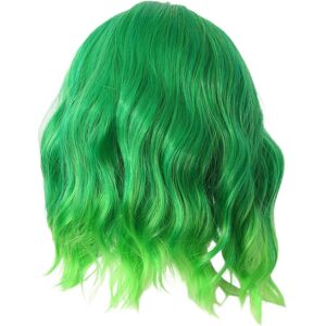 Care+ 3x(Green Gradient Fluorescent Middle Parted Curly Wig Women'S Wig Short8185 Care+ 3x(Green Gradient Fluorescent Middle Parted Curly Wig Women'S Wig Short8185