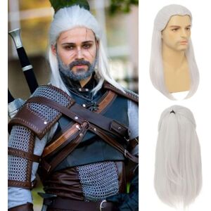 Siudus White Straight Wigs For Men Cosplay Costume Male Wig Long White Straight Anime Siudus White Straight Wigs For Men Cosplay Costume Male Wig Long White Straight Anime