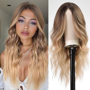 Wokestar Long Blonde Wavy Wigs For Women Synthetic Wig For Party Wokestar Long Blonde Wavy Wigs For Women Synthetic Wig For Party