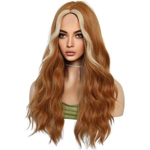 Sodial 2x(Orange 60cm Wig Long Curly Hair Medium Parted No Bangs Head Covering1037 Sodial 2x(Orange 60cm Wig Long Curly Hair Medium Parted No Bangs Head Covering1037