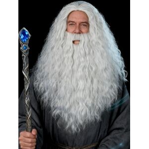 Porsmeer Long White Curly Wig And Beard Santa Beard Wig Set White King Costume Porsmeer Long White Curly Wig And Beard Santa Beard Wig Set White King Costume
