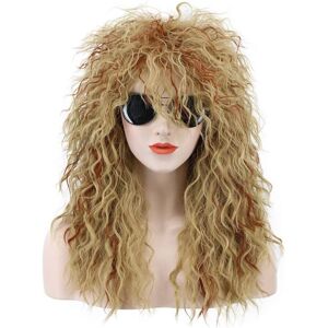 Karlery Men Women Long Curly Orange Mix Blonde 70s Heavy Metal Rocker Mullet Wi Karlery Men Women Long Curly Orange Mix Blonde 70s Heavy Metal Rocker Mullet Wi