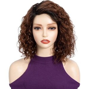 Fashion Idol Short Curly Bob Omber Chocolate Human Hair Wig C-Type Lace Wear An Fashion Idol Short Curly Bob Omber Chocolate Human Hair Wig C-Type Lace Wear An