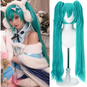 Porsmeer 48inch/120cm Green Wig Cosplay Green Teal With Double Ponytail Long Lo Porsmeer 48inch/120cm Green Wig Cosplay Green Teal With Double Ponytail Long Lo