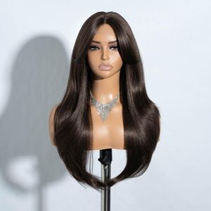 Joedir Dark Brown Wigs Long Layered Wig With Curtain Bangs T-Part Lace Front Wi Joedir Dark Brown Wigs Long Layered Wig With Curtain Bangs T-Part Lace Front Wi