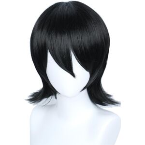 Linfairy Unisex Short Black Straight Cosplay Wig Halloween Costume Wig Linfairy Unisex Short Black Straight Cosplay Wig Halloween Costume Wig