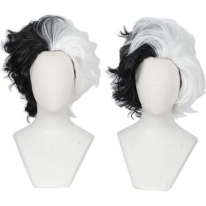 Linfairy Half White And Half Black Two Tone Wig Halloween Costume Cosplay Wig F Linfairy Half White And Half Black Two Tone Wig Halloween Costume Cosplay Wig F