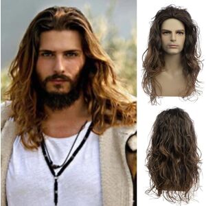 Qnbiar Long Curly Wavy Brown Wigs For Men Synthetic Natural Party Halloween Cosplay Ha Qnbiar Long Curly Wavy Brown Wigs For Men Synthetic Natural Party Halloween Cosplay Ha