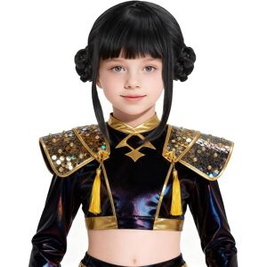 Dybeautyhair Zoey Wig, Short Black Purple Wig With 2 Buns For Women, Cosplay Wigs With Bangs Dybeautyhair Zoey Wig, Short Black Purple Wig With 2 Buns For Women, Cosplay Wigs With Bangs
