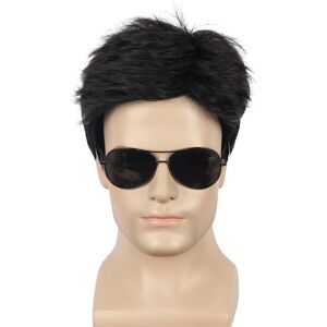 Yuehong Men Short Black Wig Film Cosplay Costume Hair Heat Resistant Synthetic Yuehong Men Short Black Wig Film Cosplay Costume Hair Heat Resistant Synthetic