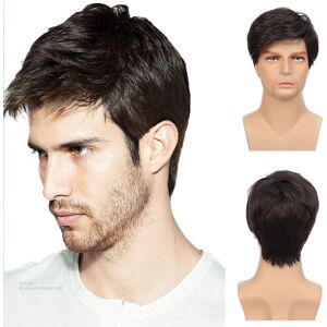 siudus Mens Black Short Wig Straight Layered Side Part Natural Hair Wig Synthetic Fibe siudus Mens Black Short Wig Straight Layered Side Part Natural Hair Wig Synthetic Fibe