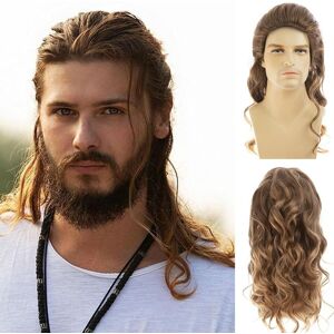 Qnbiar Long Curly Wavy Brown Wigs For Men Synthetic Natural Party Halloween Cosplay Ha Qnbiar Long Curly Wavy Brown Wigs For Men Synthetic Natural Party Halloween Cosplay Ha