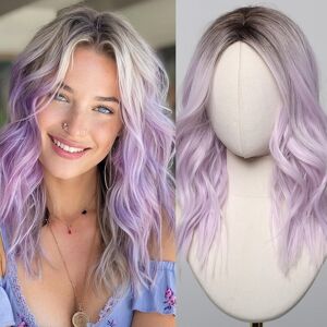 Testar Purple Wig Medium Length Lavender Wigs For White Women 18 Inch Short Mid Testar Purple Wig Medium Length Lavender Wigs For White Women 18 Inch Short Mid