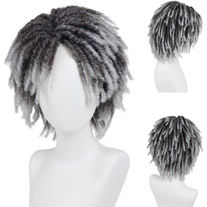 Gnimegil Mens Dreadlock Wig Cosplay Ombre Grey Curly Hairstyle Male Fake Dreads Gnimegil Mens Dreadlock Wig Cosplay Ombre Grey Curly Hairstyle Male Fake Dreads