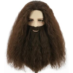 Topcosplay Wig And Beard Adults Long Brown Curly Wig Wizard Wig For Halloween C Topcosplay Wig And Beard Adults Long Brown Curly Wig Wizard Wig For Halloween C