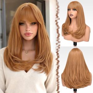 Feshfen Long Wigs With Bangs, Synthetic Natural Looking Layered Straight Hair W Feshfen Long Wigs With Bangs, Synthetic Natural Looking Layered Straight Hair W