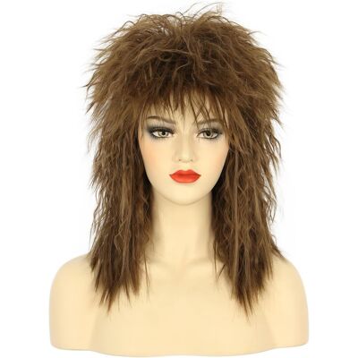 Karlery Women Men Long Curly Brown Wig 70s 80s Rocker Mullet Costume Halloween Karlery Women Men Long Curly Brown Wig 70s 80s Rocker Mullet Costume Halloween