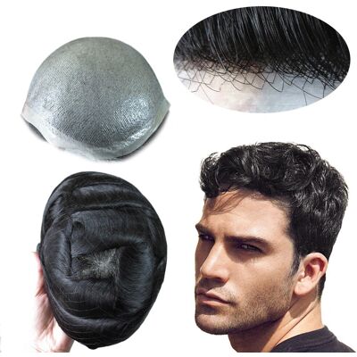 Hair Nature Mens Toupee Wig Hair Replacement System Unit Thin Poly Skin Black Hairpiece #1c Hair Nature Mens Toupee Wig Hair Replacement System Unit Thin Poly Skin Black Hairpiece #1c