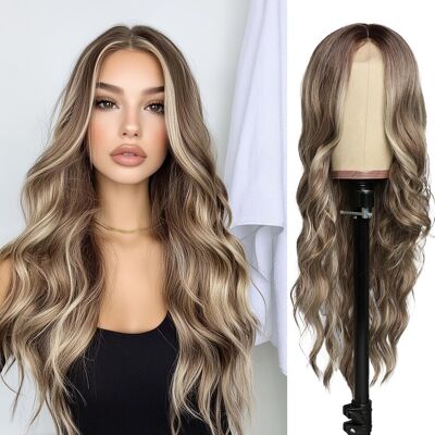 Seclitwu Long Brown Wave Wig For Women Middle Part Brown Blonde Wavy Wigs Natural Lookin Seclitwu Long Brown Wave Wig For Women Middle Part Brown Blonde Wavy Wigs Natural Lookin