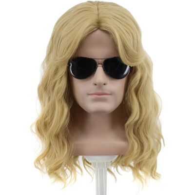 Yuehong Men Long Curly Blonde Wig Movie Anime Cosplay Party Hair Heat Resistant Yuehong Men Long Curly Blonde Wig Movie Anime Cosplay Party Hair Heat Resistant