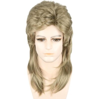 Lemarnia Men'S Wigs 70s 80s Rock Wig Golden Brown Wavy Mullet Wigs For Men Hall Lemarnia Men'S Wigs 70s 80s Rock Wig Golden Brown Wavy Mullet Wigs For Men Hall