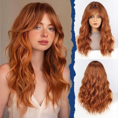 Haircube Women'S Wig, Long Curly Wig With Bangs, Wigs For Women In Auburn,syn Haircube Women'S Wig, Long Curly Wig With Bangs, Wigs For Women In Auburn,syn
