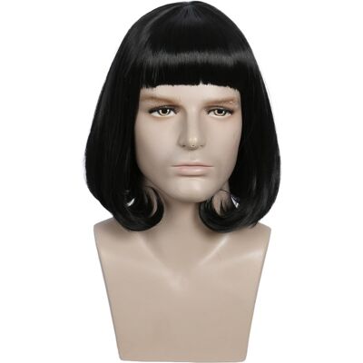 Linfairy Cosplay Unisex Black Wig With Bangs Short Straight Halloween Cosplay C Linfairy Cosplay Unisex Black Wig With Bangs Short Straight Halloween Cosplay C