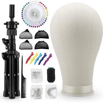 Yocdunm 23 In Head With Wig Stand Tripod,Canvas Wig Head Stand With Mannequin Headform Yocdunm 23 In Head With Wig Stand Tripod,Canvas Wig Head Stand With Mannequin Headform