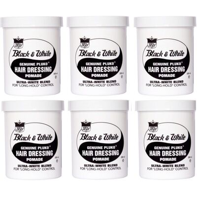 Black & White Genuine Pluko Hair Dressing Pomade 200ml X6 Black & White Genuine Pluko Hair Dressing Pomade 200ml X6