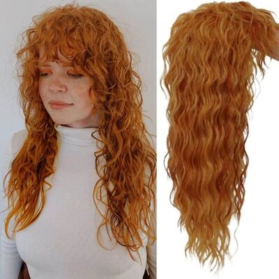 Salaibs Ginger Long Curly Womens Wig With Bangs Kinky Curly Fluffy Hair Wigs Synthetic Salaibs Ginger Long Curly Womens Wig With Bangs Kinky Curly Fluffy Hair Wigs Synthetic
